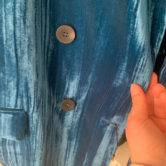 NWT Zara velvet turquoise blazer women’s large - Picture 5 of 16